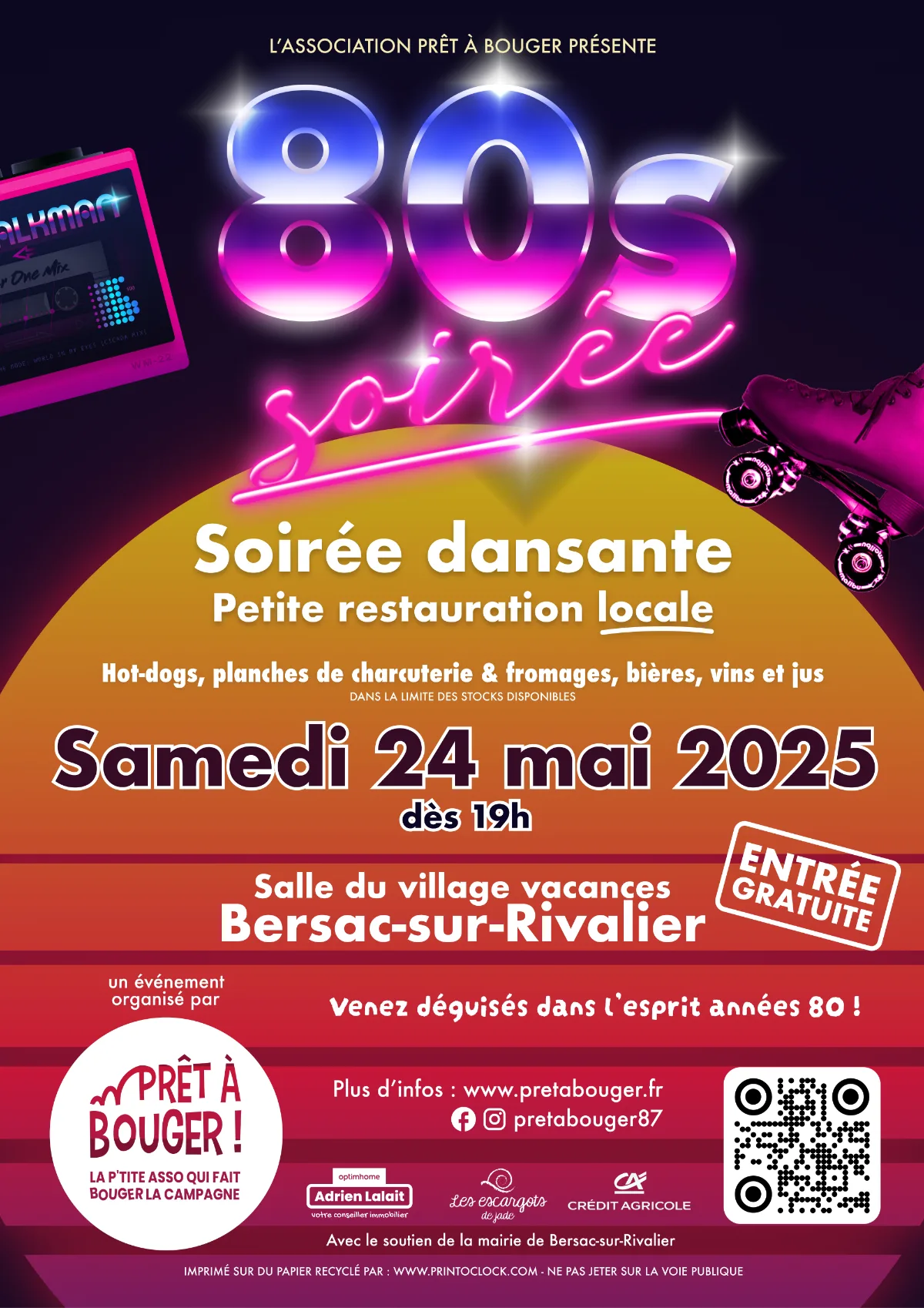 Soirée dansante années 80 à Bersac-sur-Rivalier le 24 mai 2025